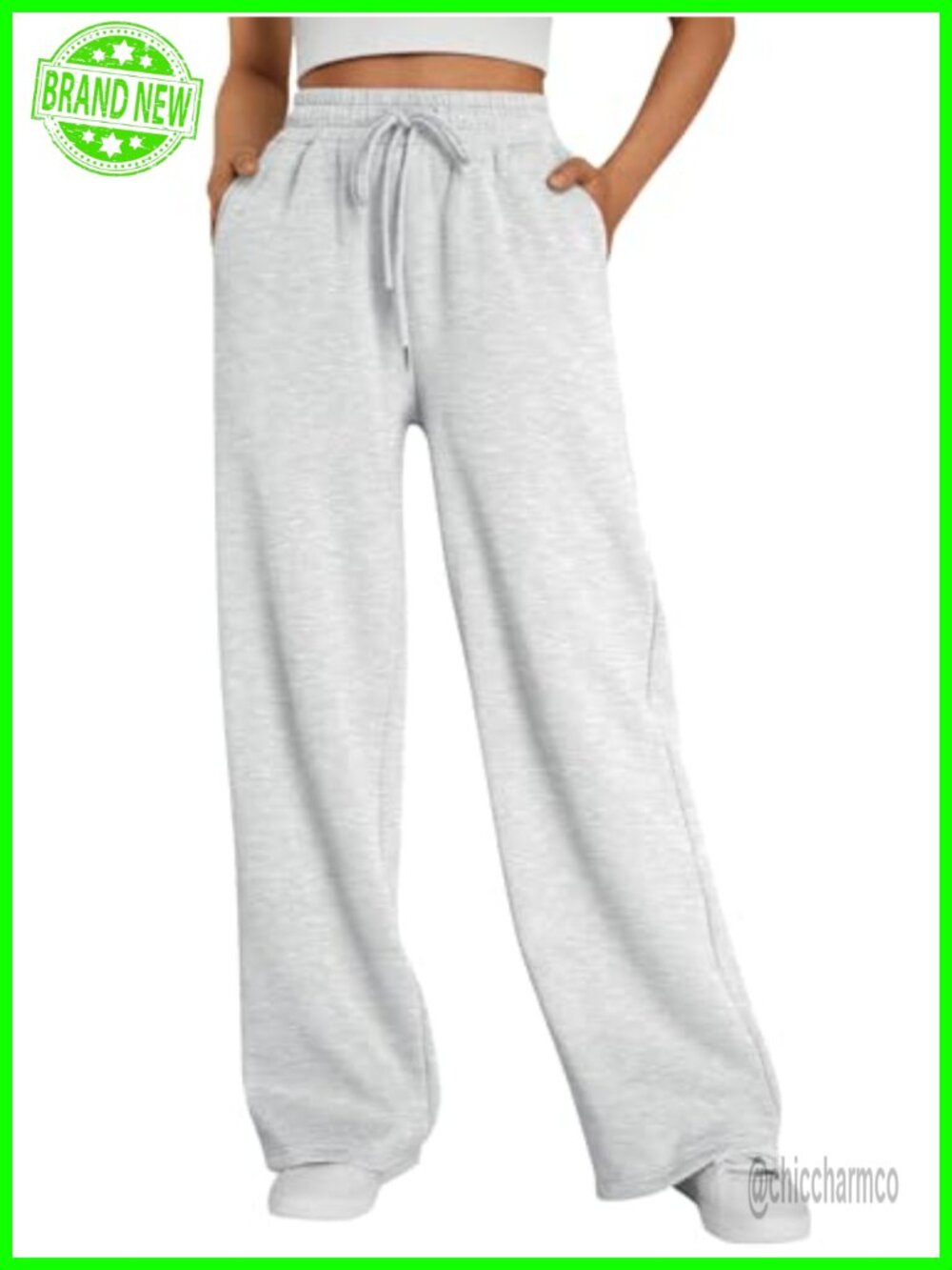 Wide Leg Fleece Lined Sweatpants High Waisted Drawstring Pockets